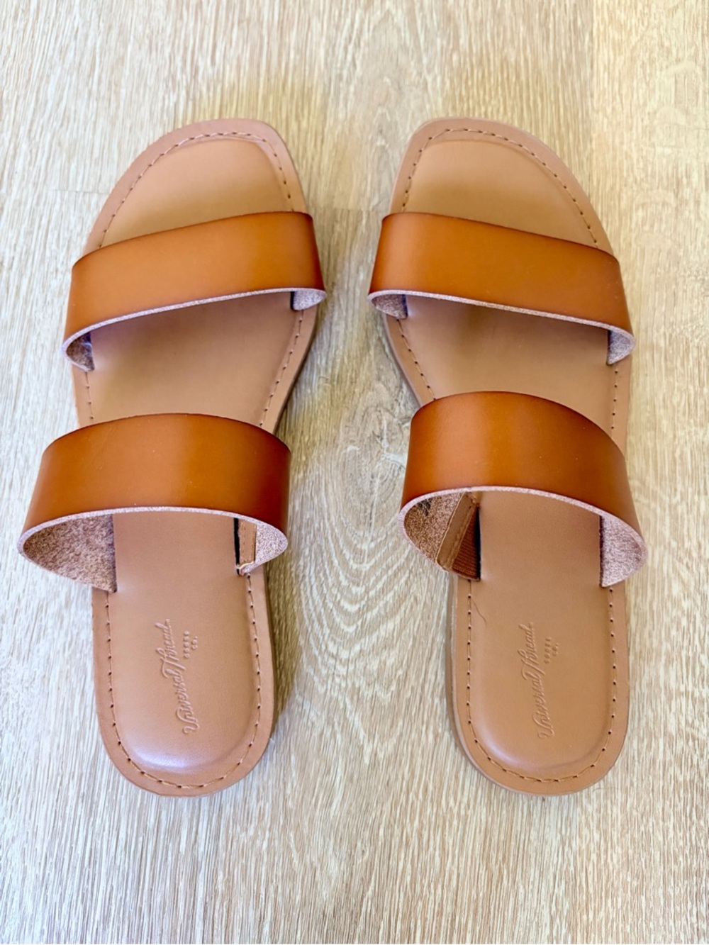 Target Universal Thread Freya Double-Strap Slide Sandals in Cognac Brown- 7